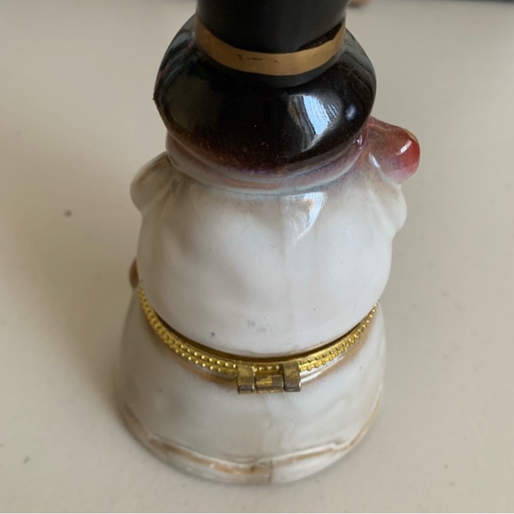 Christmas Trinket Snowman Figurine with Red Scarf and Black Hat - Picture 2 of 4